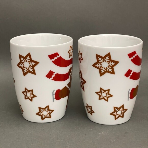 Crate & Barrel Coffee Mugs Cups Gingerbread Skating Lot of 2 - Picture 4 of 6